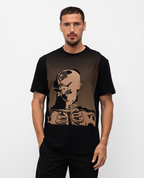 Alexander McQueen Чорна футболка з принтом Skeleton 839222QTADV