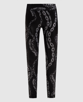 Versace Jeans Couture Черные леггинсы в принт Chain Couture 77HAC114JS417