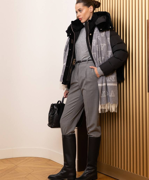 Max Mara Серый палантин WSKLAUSE с кашемиром в логотип шаблон WSKLAUSE изображение 4