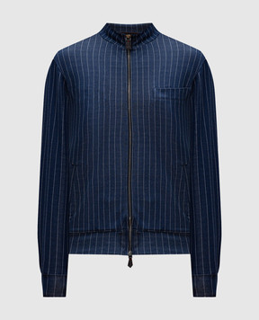 ISAIA Синя спортивна куртка в смужку з шовком MF0003J0403