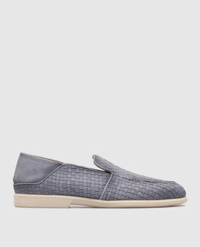Santoni Голубые замшевые лоферы с плетением MGAR19036TICSAYC