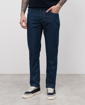 Cashmere&Whiskey Синие брюки OSTUNI с патчем логотипа C771OSTUNI