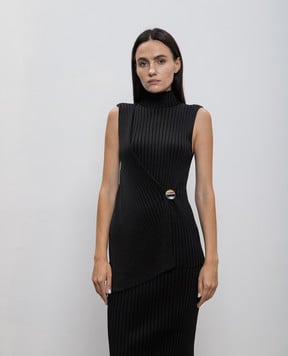 Jil Sander Чорний топ з металевою брошкою з гравіюванням логотипа J02NC0222J18313