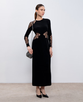 Max Mara Чорна сукня міді з вовною з мереживом ENZIANA