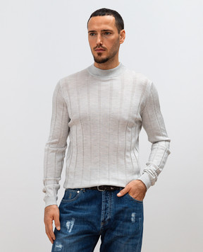 Brunello Cucinelli Сірий джемпер з кашеміру та шовку M23805104