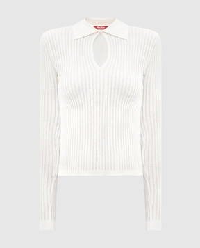 Max Mara Белый пуловер EGREGE в ажурном узоре. EGREGE