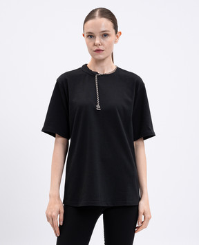 Max Mara Sportmax Черная футболка OBLATO с цепочкой OBLATO