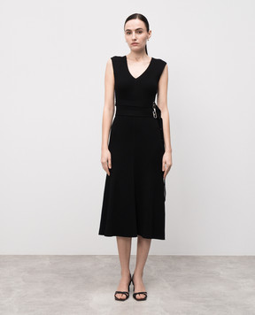 PROENZA SCHOULER Черное платье миди Madeline в рубчик R2527249KY349