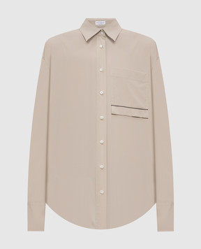 Brunello Cucinelli Сорочка кольору хакі з ланцюжком моніль M0091MY816