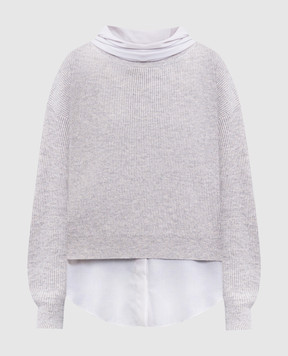 Brunello Cucinelli Бежевий джемпер з кашеміру з блузою M12213504P