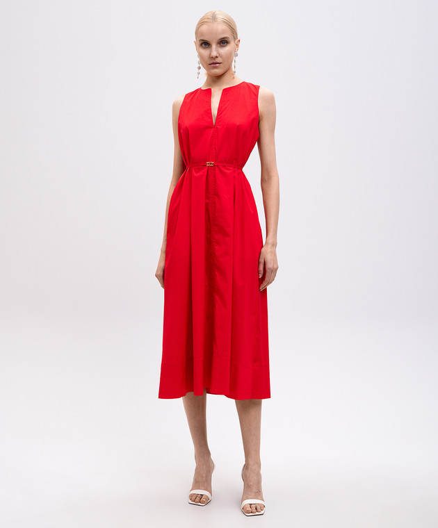 Twinset Червона сукня міді з логотипом 251TT2221 зображення 3