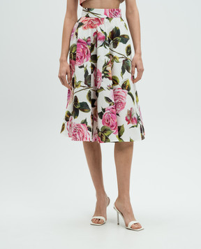 Dolce&Gabbana Біла спідниця міді в квітковий принт F4C1XTHS5S4