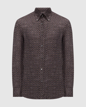 Brunello Cucinelli Коричневая рубашка в принт MM6931716