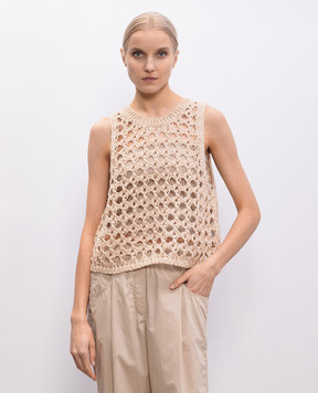 Brunello Cucinelli Бежевий ажурний топ M3Y371020st