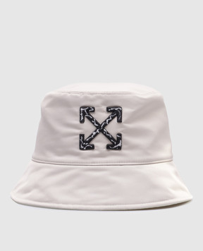 Off-White Бежевая панама с вышивкой эмблемы. OWLB039S25FAB003