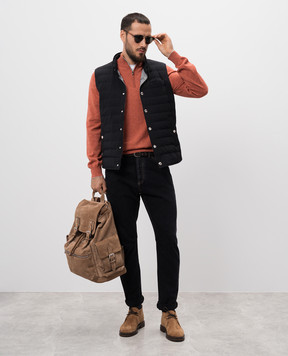 Brunello Cucinelli Орнжевый меланжевый джемпер из кашемира M2200124
