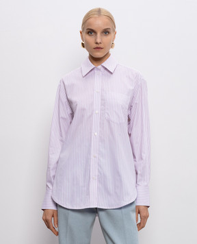 Victoria Beckham Сорочка в смужку з вишивкою монограми логотипа 1225WSH002657F