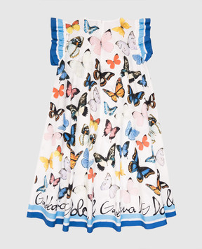 Dolce&Gabbana Детское белое платье в принт в виде бабочек L53DW2FI5KS812+