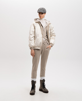 Brunello Cucinelli Бежевая спортивная куртка с шелком с цепочкой мониль MD828SM606
