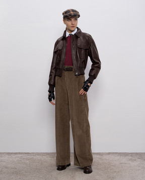 Brunello Cucinelli Бордова футболка з ланцюжком моніль MPT81BI100