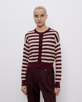 Brunello Cucinelli Бордовий кардиган з кашеміру в смужку M12205906P