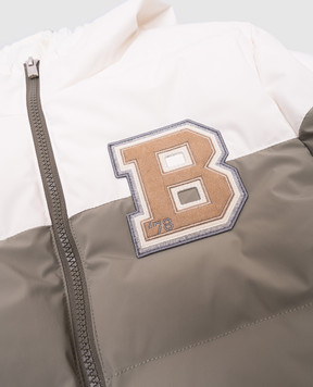 Brunello Cucinelli Дитячий зелений пуховик кольору хакі з логотипом BM491J330C