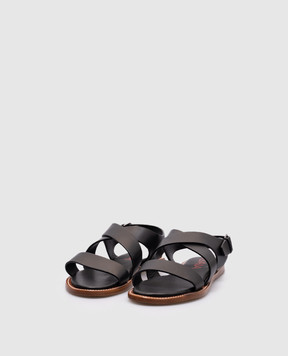 ISAIA Черные кожаные сандалии SND021LAMB1
