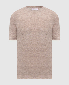 Brunello Cucinelli Бежевая футболка с леном M2L00340
