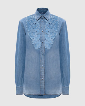 Ermanno Scervino Голубая джинсовая рубашка с льном D462K317TZD