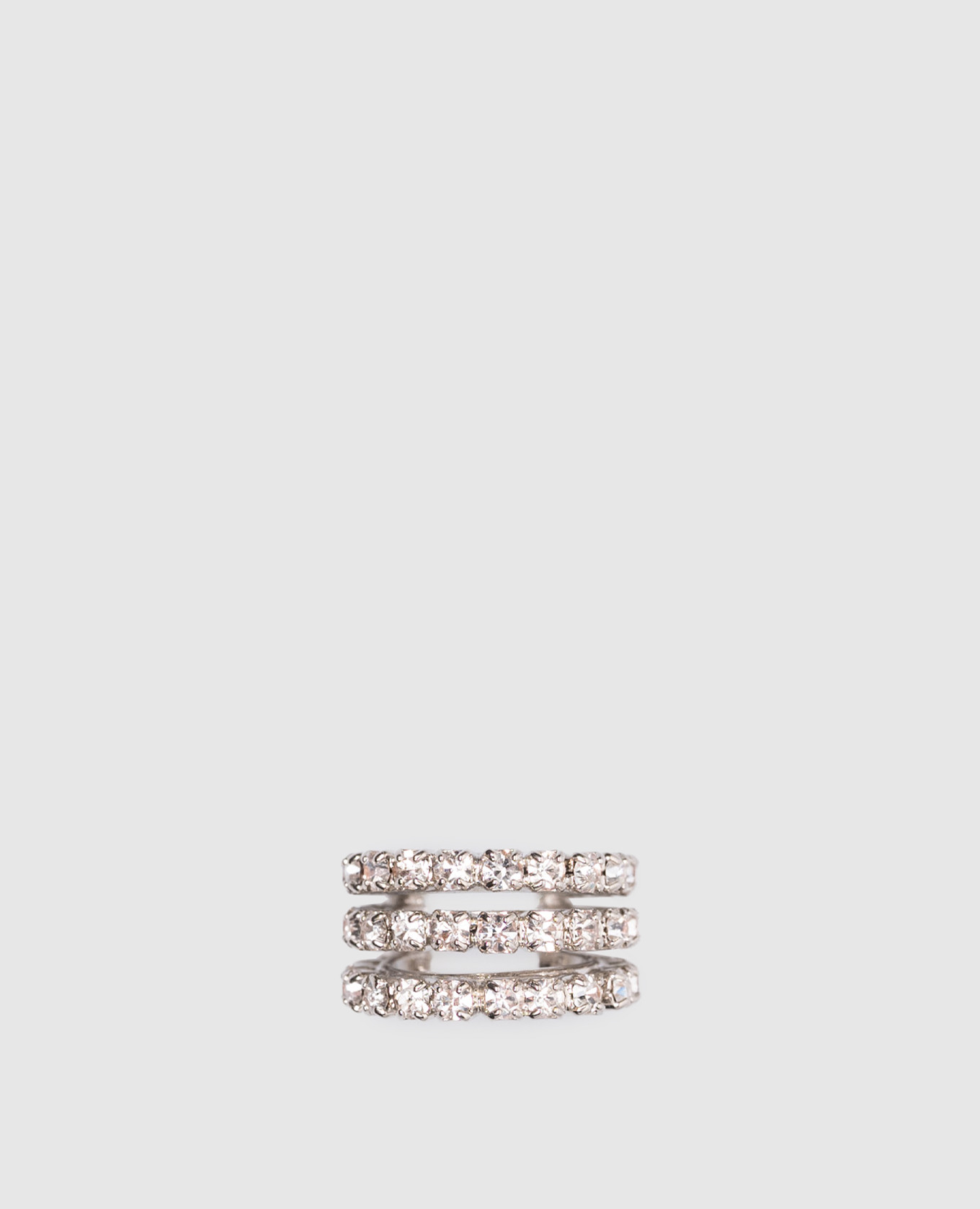 

Серебряная серьга-кафа THREE CRYSTAL с кристаллами, Серебристый, Серьги