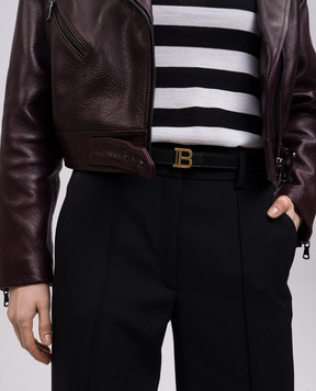 Balmain Чорний шкіряний пояс з логотипом EN1WJ000LVTL