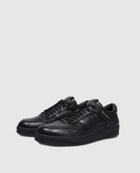 Santoni Черные кожаные кроссовки Sneak-Air с логотипом MBSA22015NERRESS