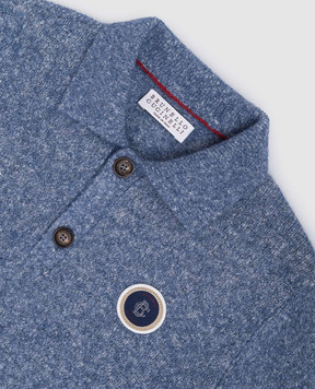 Brunello Cucinelli Детский синий свитер с шерстью с нашивкой логотипа ВС BSOM74405C