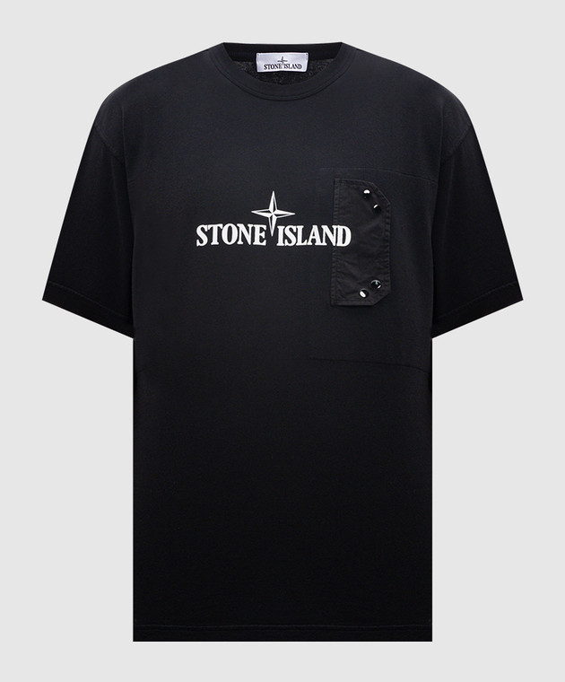 Stone Island - Черная футболка с принтом логотипа 811521079 купить