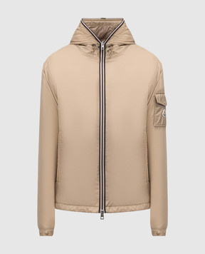 Moncler Бежева пухова куртка з нашивкою логотипа K10911A00024539ZD