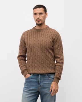 Peserico Коричневый свитер из шерсти с фактурным узором R59422F079044B