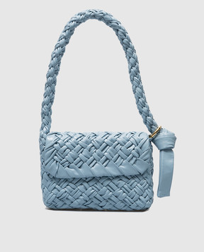 Bottega Veneta Блакитна шкіряна сумка-месенджер Kalimero Città з плетінням 785797V40T0