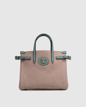 Valentino Блакитна сумка-тоут з металевою емблемою VLogo Signature 6W2B0R20JSE