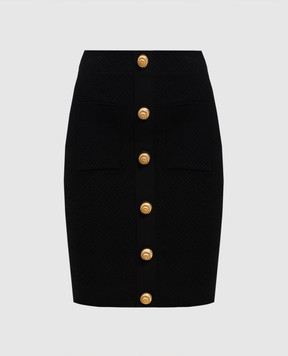 Balmain Черная юбка в тканый геометрический узор. DF0LC017KH58