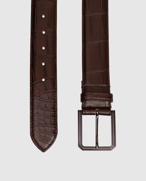 Cashmere&Whiskey Коричневий ремінь зі шкіри крокодила BELTMATTLEATHER