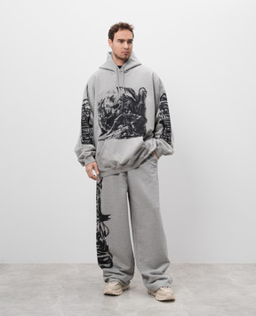 Vetements Серое меланжево худи с принтом UA66HD720G