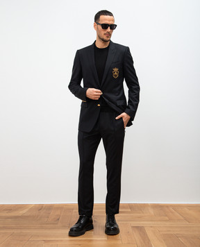 Dolce&Gabbana Чорний светр із шовку з вишивкою монограми логотипа GXX02ZJBSK3