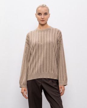 Brunello Cucinelli Бежевий джемпер з кашеміру з паєтками M12215100