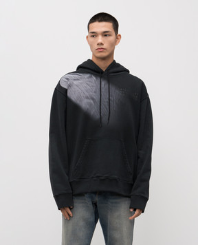 Maison Margiela MM6 Чорне худі з принтом логотипа SH2GU0024M25024