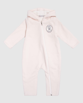 Moncler ENFANT Дитячий рожевий комбінезон з нашивкою логотипа J29518L0000180093