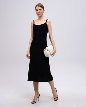 Max Mara Черное платье FARETRA в рубчик FARETRA