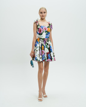 Dolce&Gabbana Белое платье мини в цветочный принт F6ZT2THS5S6