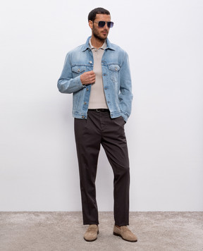 Brunello Cucinelli Бежеве поло в рубчик M29400705