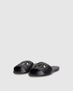 Dolce&Gabbana Черные кожаные шлепанцы DG Millennials CQ0436AY329