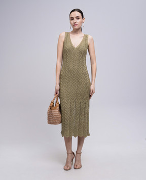 Twinset Бежева сукня міді з люрексом 251TT319A